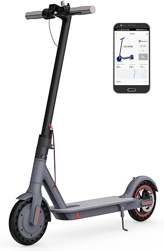 Patinete eléctrico para adultos y adolescentes, neumáticos sólidos de 8.5 pulgadas, 350 W hasta 19 mph, scooter plegable de hasta 19 millas de largo