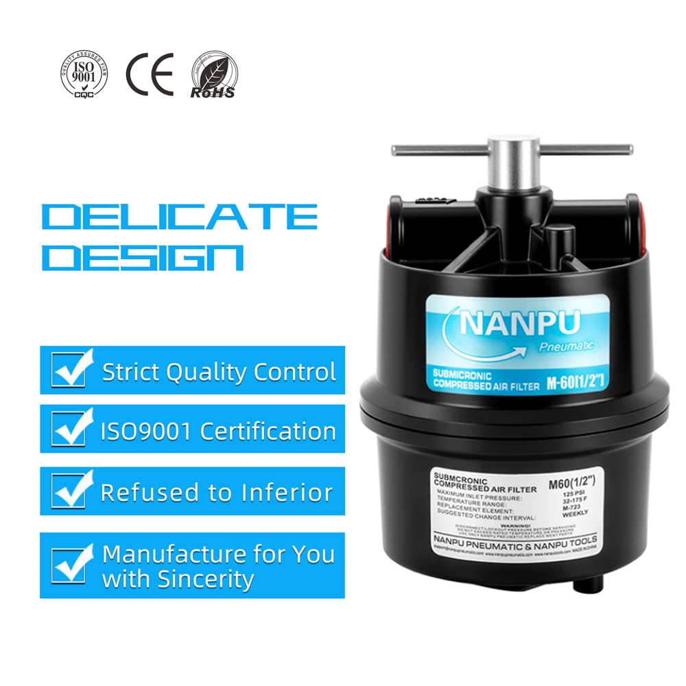 NANPU 3/8" NPT Sub-Micronic Compressed Air Filter Kit – 0.01 Micron — Amazon image 5
