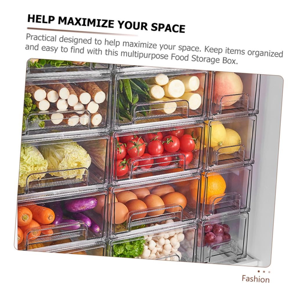 TEHAUX Organizer Frigorifero Trasparente Medio con Cassetto Contenitore Conservazione Alimentare Ermetico Scatola per Verdure e Spezie Ordine e Risparmio