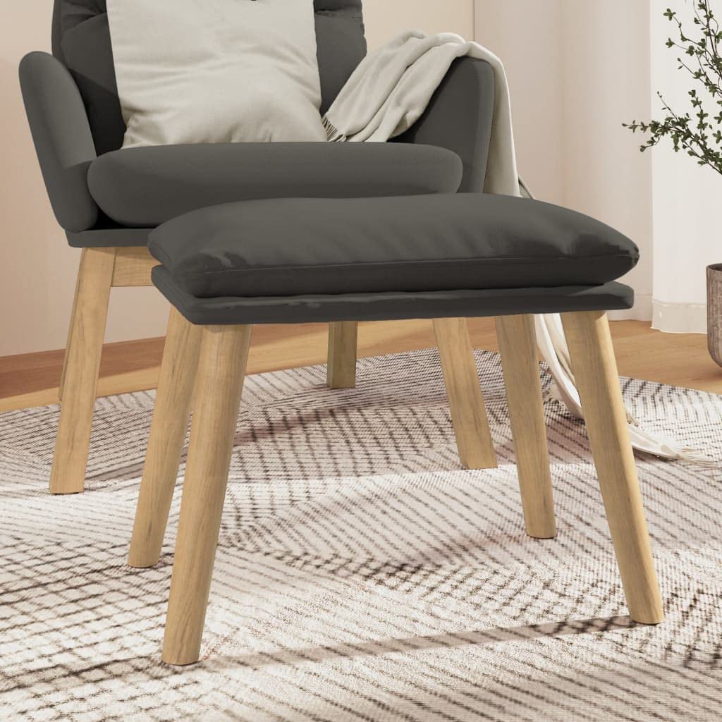 Repose-pied velours gris foncé 45x29,5x35 cm assise d'appoint de salon