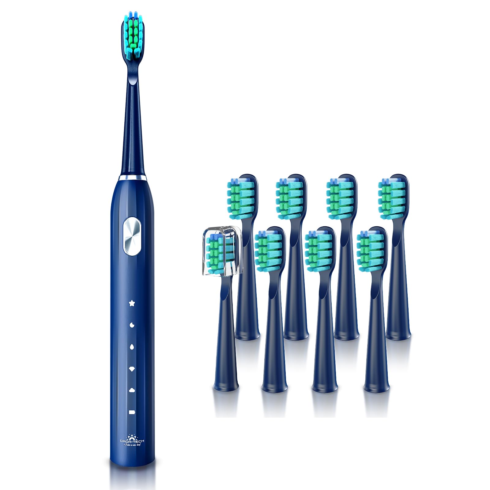 Brosse à Dents Électrique Soniques, Brosse a Dents Électrique pour Adultes et Enfants avec 5 Modes, Minuterie Intégrée et 9 Têtes Electric Toothbrush (bleu)