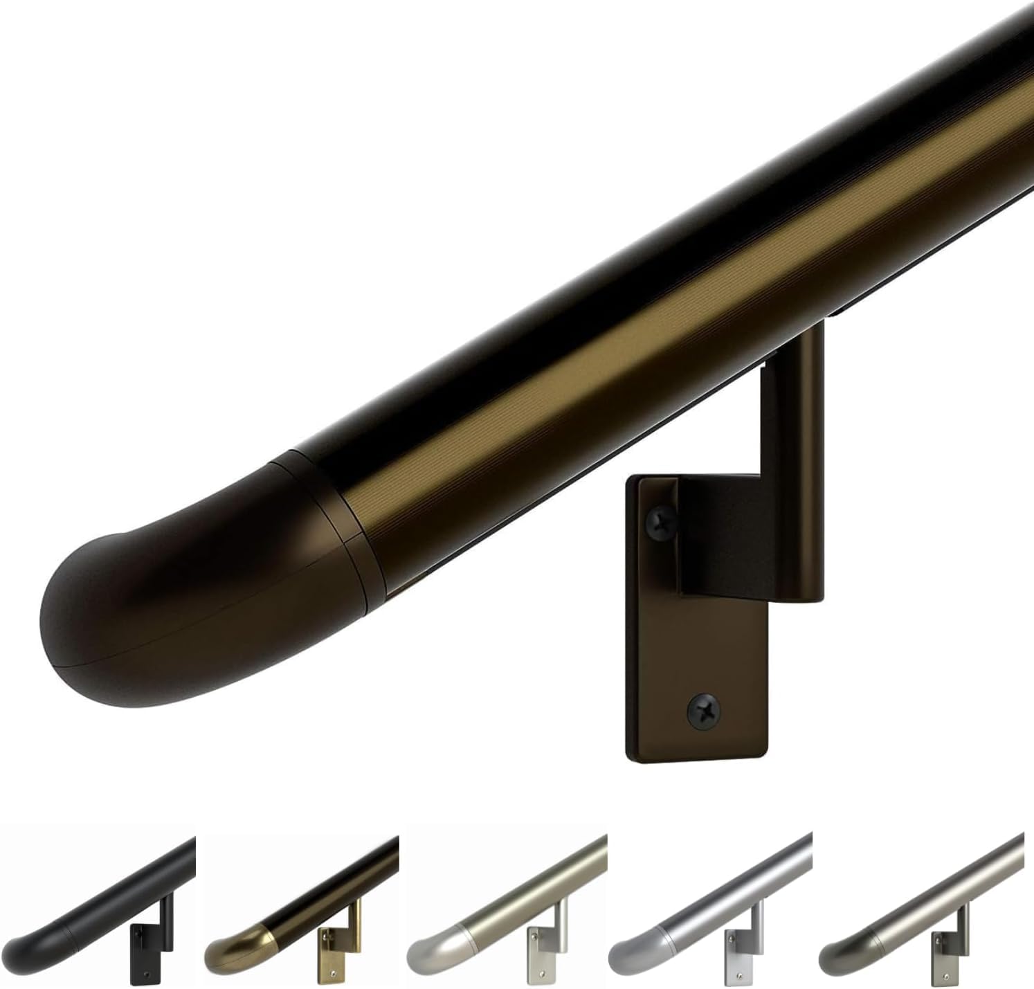 Close-up of the architectural bronze finish on the Promenaid 6ft handrail kit, showcasing its elegant painted surface.