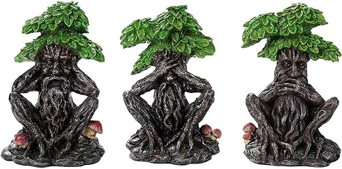 Pacific Trading Greenman See No Evil Speak No Evil Hear No Evil - Juego de 3 piezas de figuras Pagan Wicca