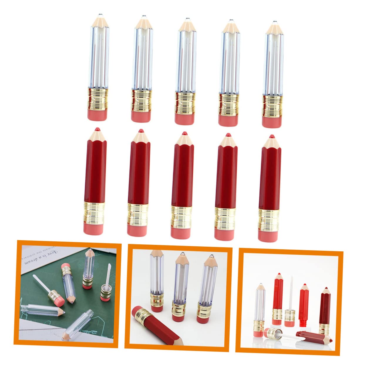 Beavorty 3 Sätze Leere Tube Mit Lippenstift-lippenglasur Lippenstift Set Lipstick Set -kit Lipgloss Glossen Liner Röhren -aufbewahrungsflaschen Plastik 10 Stück * 3