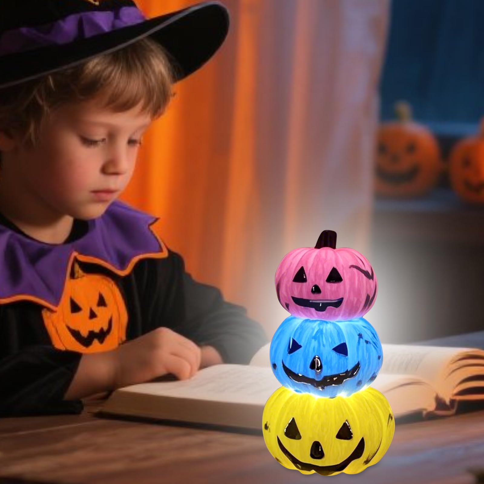 Pittura per Halloween, Kit Lavoretti Halloween Zucche da Colorare, Set Artistico Creativo Pittura Bambini, DIY Luminoso Zucca Luce Notturna, Zucche Dipingere Kit Manuali Decorazione per Casa Scuola
