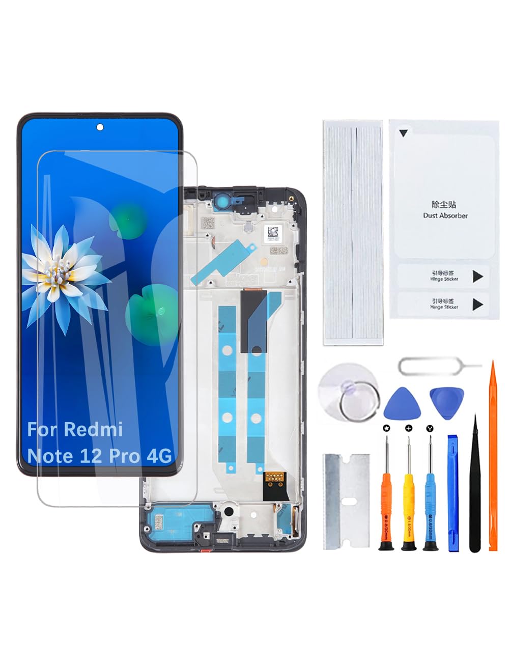 H&LYCYJ Display Schermo per Xiaomi Redmi Note 12 Pro 4G TFT ‎2209116AG 2209116AG Schermo LCD Kit di Ricambio Assembly con Cornice