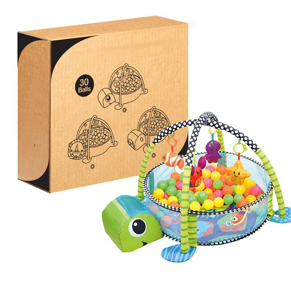 Estera Multifuncional para Actividades de Gimnasio para Bebés con Bolas Oceánicas para el Desarrollo de Habilidades Motoras (Tortuga)