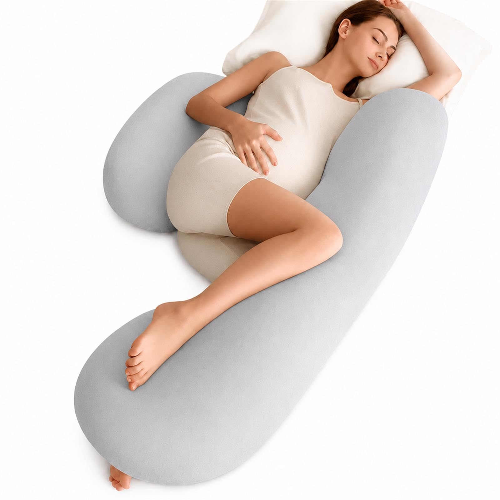 GOOGO Pregnancy Pillow for Sleeping, U Shaped Maternity Pillow for Pregnant Women, Pregnancy Side Sleeping Support, for Belly, Waist and Legs, Detachable Pillow Cover (Blue)