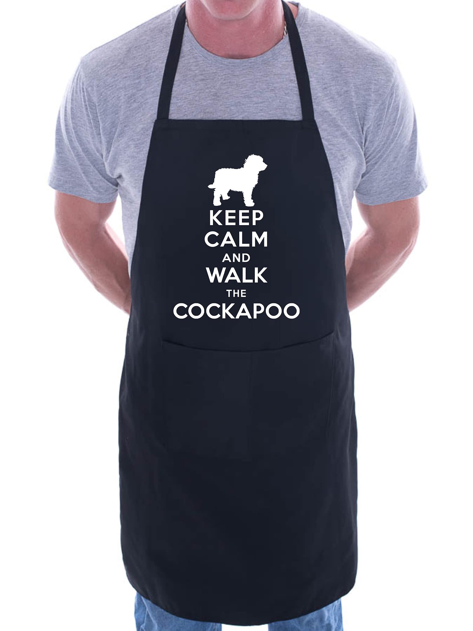 Print4u Men's Black Keep Calm Walk The Cockapoo Dog Lover Bbq Cooking Novelty Apron
