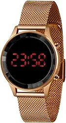 Relógio Feminino Lince Digital Rosê LED Vermelho LDR4647L