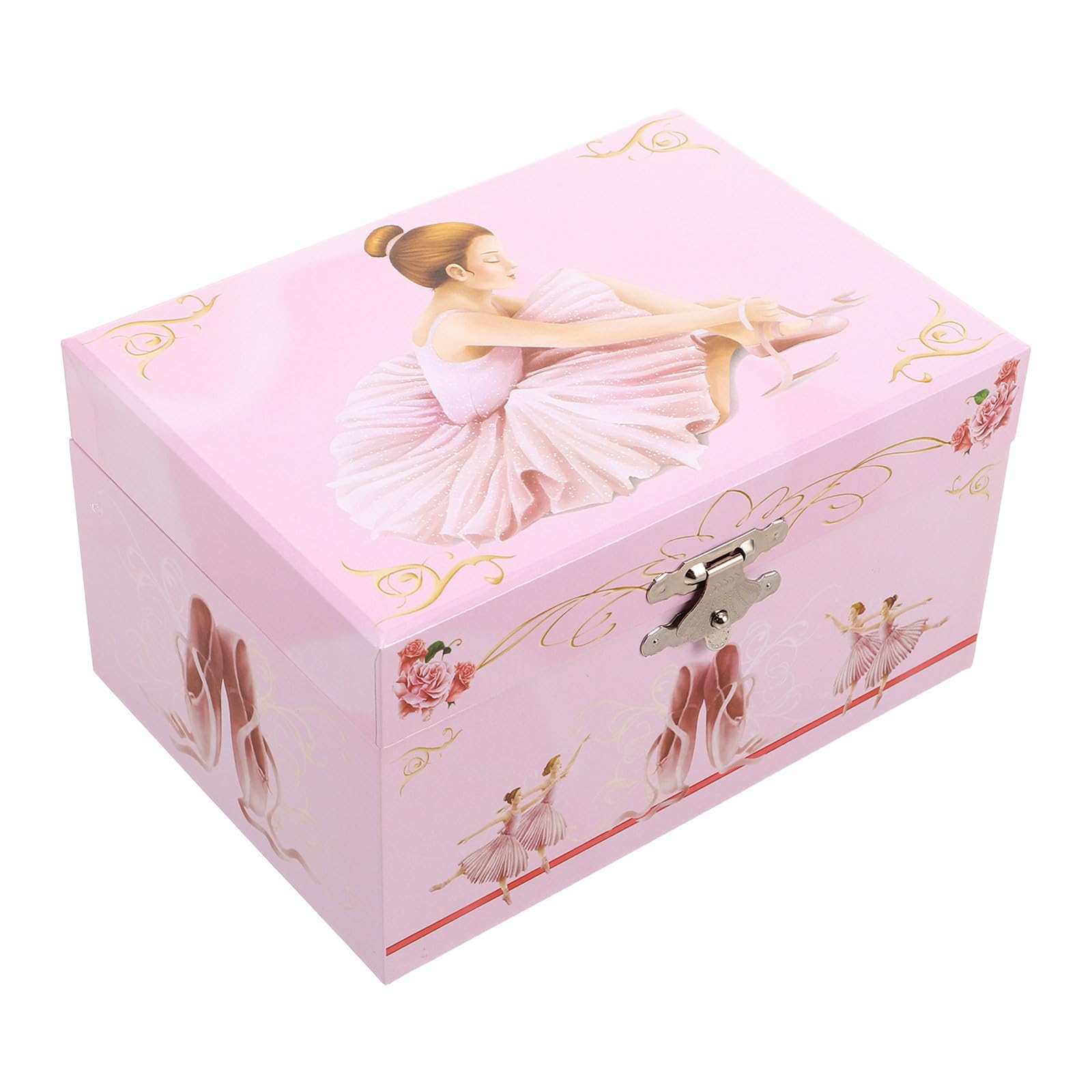 Caja de Música de Ballet Rosa Almacenamiento de Joyas con Bailarina Giratoria Joyero Pequeño con Compartimentos para Niñas y Decoración para Habitación Infantil