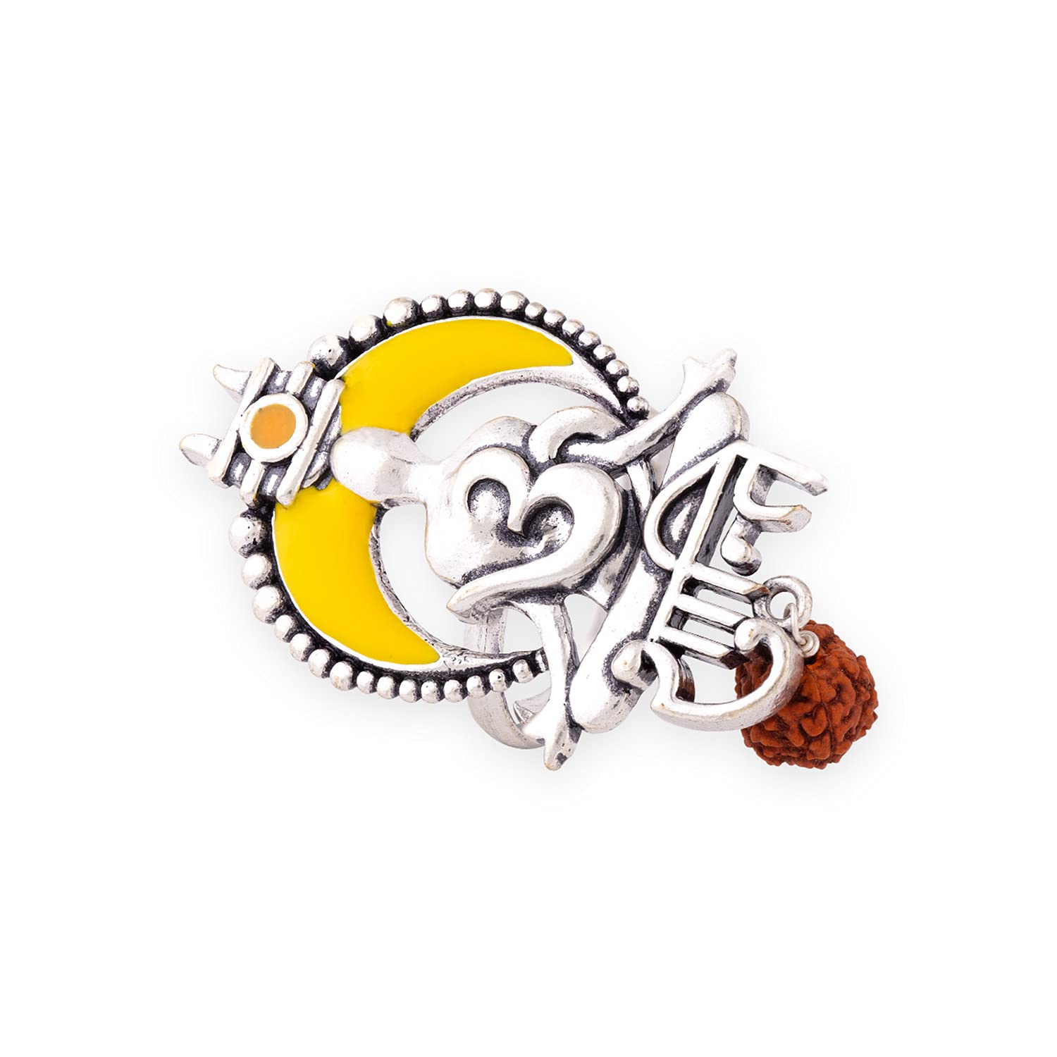 VOYLLAWomen's Aham Brahmasmi Om Shanti Ring (Silver), Brass, No Gemstone