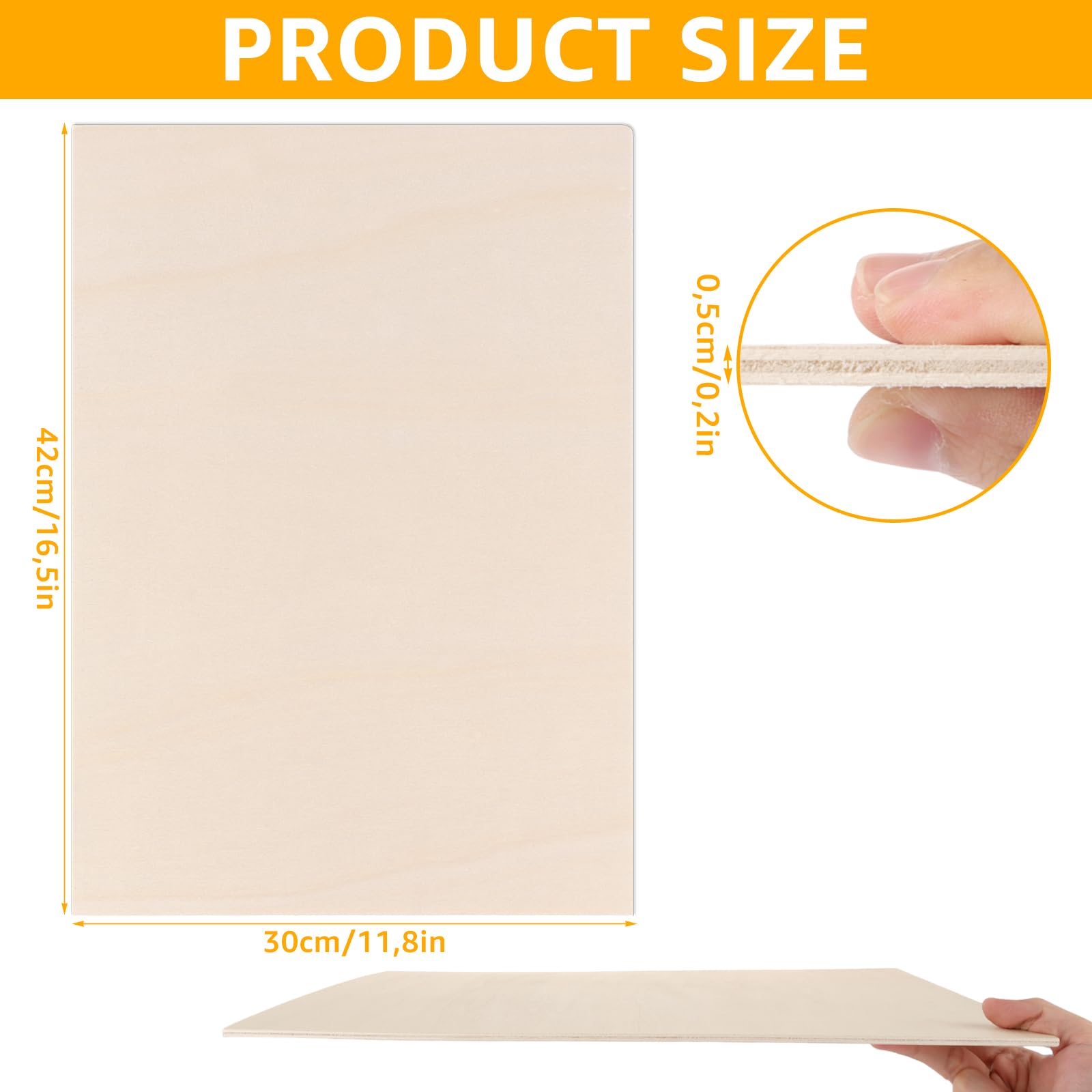 JMIATRY Lot de 8 Contreplaqué 4mm, Planche Bois 420x300mm, A3 Panneau de Contreplaqué pour Pyrogravure Bricolage Artisanate en Bois Modèles et Peintures