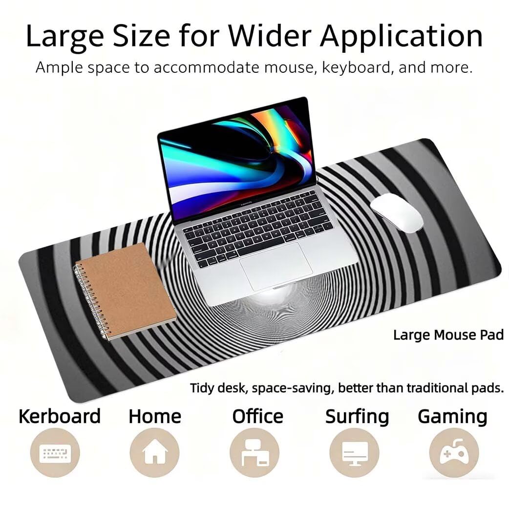 Lpfieonn Blume Großes Schreibtischunterlage, XXL Schreibtischunterlagen, Blau XXL Wasserdicht Gaming Mousepad mit Vernähter Rand und Rutschfeste Gummibasis, für Laptop/Hause/Büro 120x60cm PF-2693