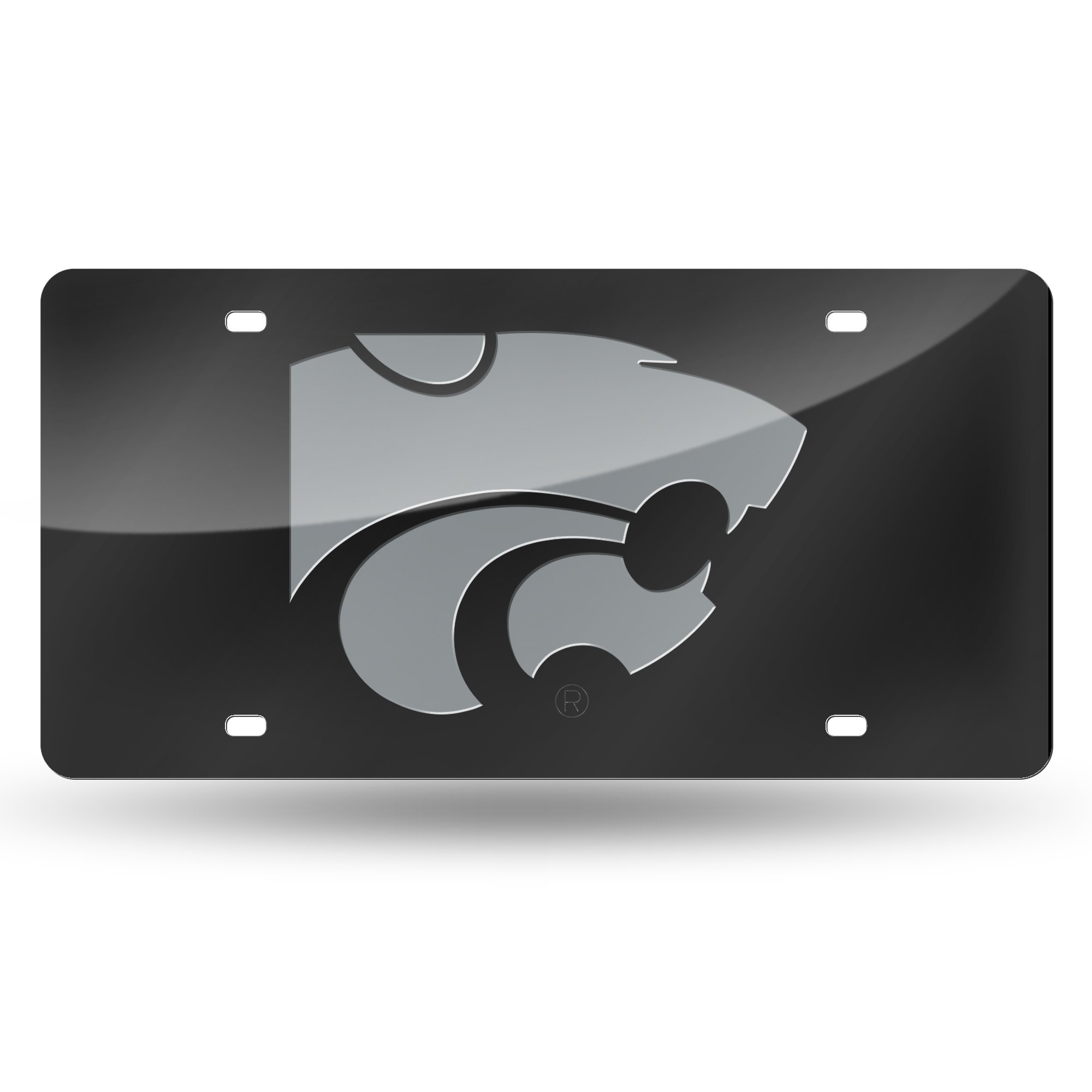 NCAA Rico Industries Laser Inlaid Metal License Plate Tag, Kansas State Wildcats - Black