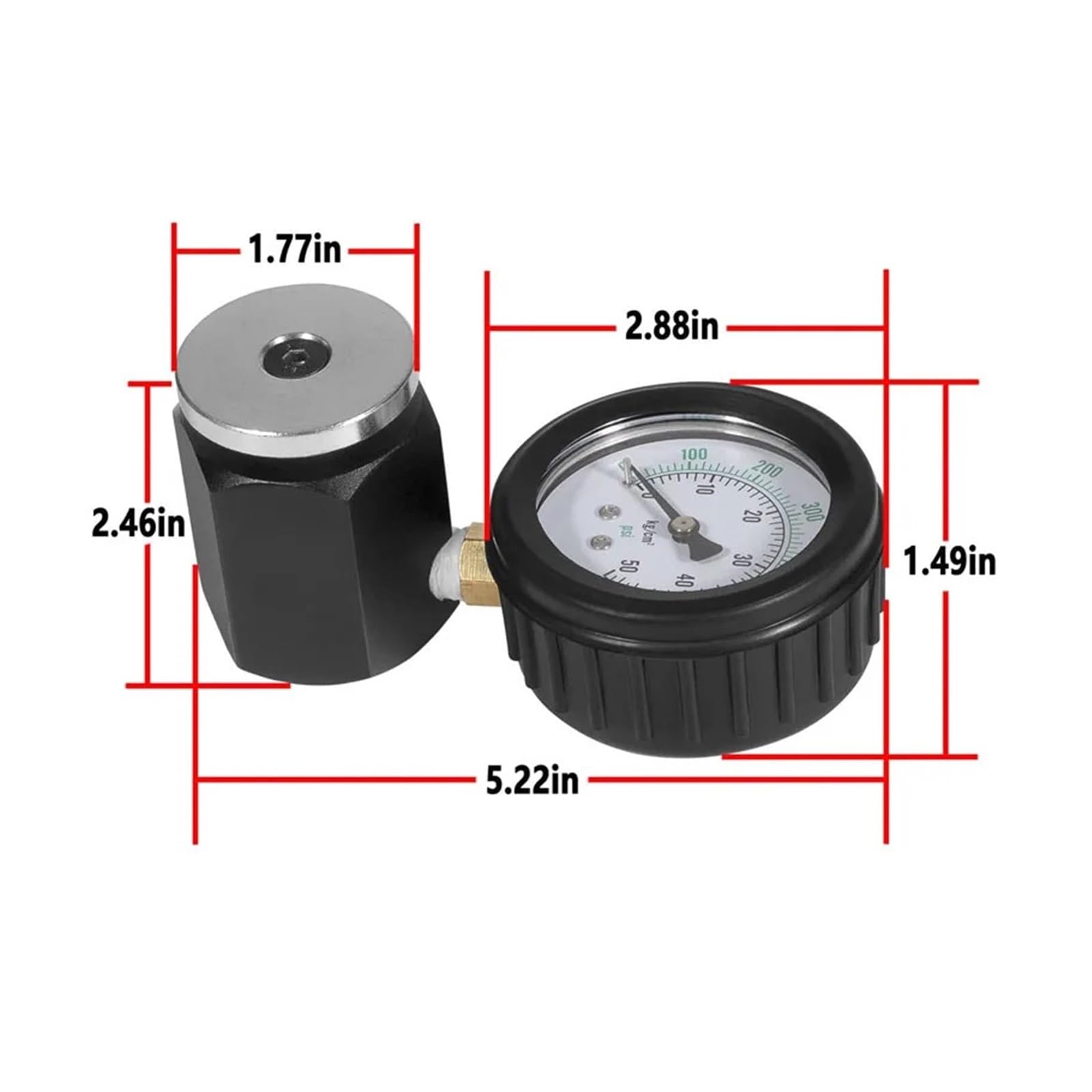 Probador de presión resorte válvula Mini Universal, unidades medición doble e, rango 0-700 Psi/0-50 Kg-cm2,Precisión del dial de precisión
