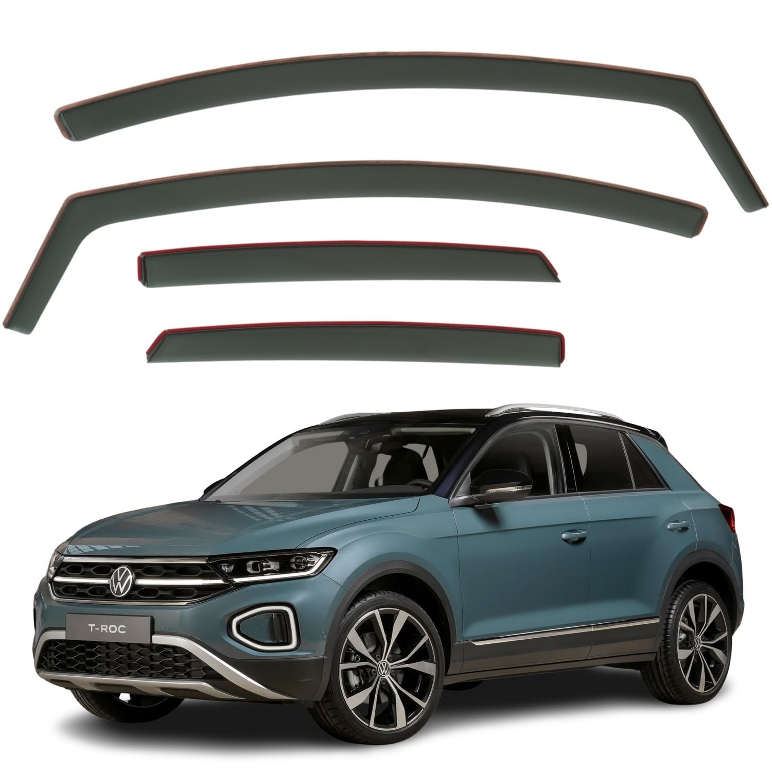 Juego de 4 deflectores de viento compatibles con modelos Volkswagen T-ROC de 5 puertas SUV 2018 2019 2020 2021 2022 2023 2024.
