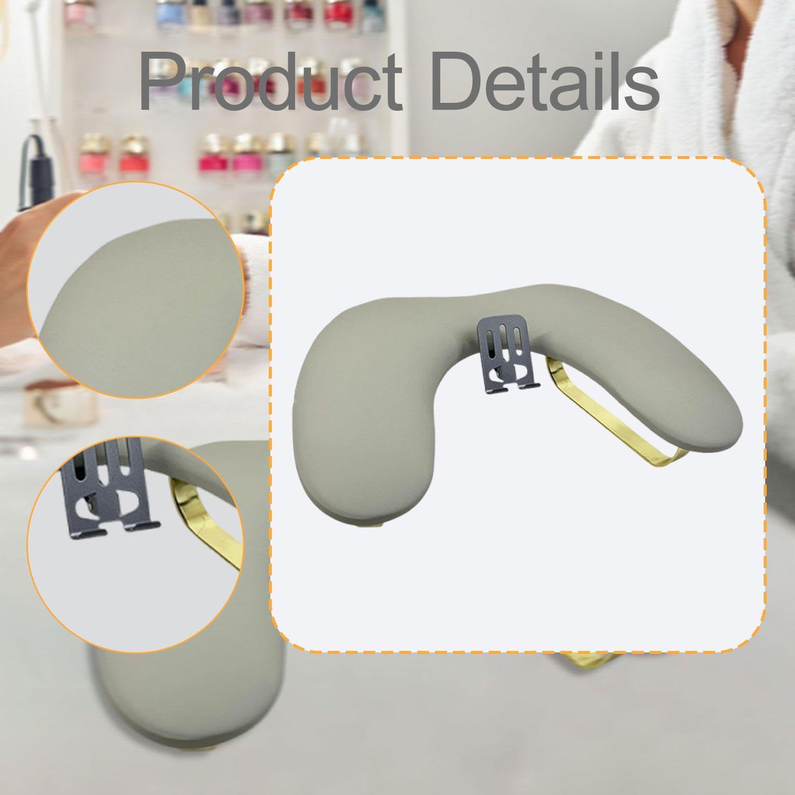 Poggiabraccio per Manicure Cuscino Mano Poggiapolso Stand Supporto Cuscino Manicure Struttura Robusta in Pelle Spugna E Metallo Ergonomico con Porta T, Grigio