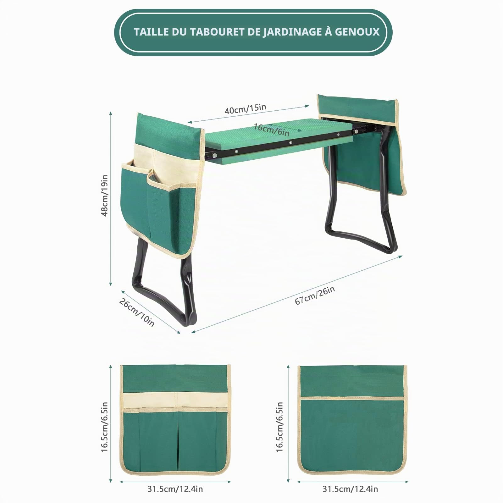 Uten Tabouret de Jardin à Genoux Pliable 2 en 1 - Agenouilloir et Siège de Jardinage Portable