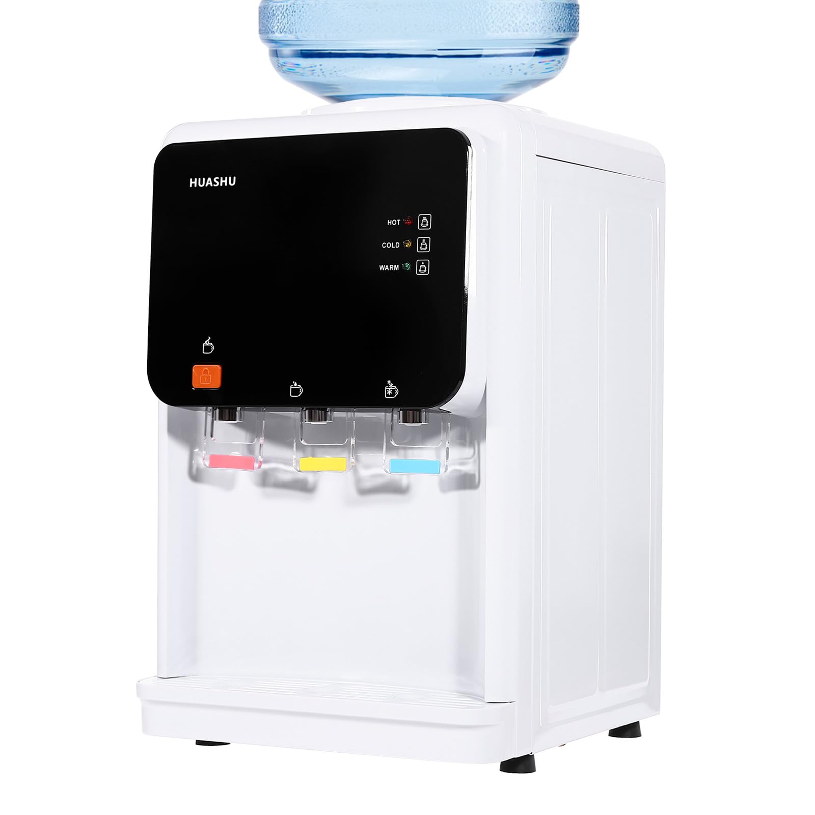 Distributore di acqua calda e fredda a 3 temperature, con riscaldamento rapido da 500 W, 75 W, sistema di raffreddamento per bambini 304, serbatoio in acciaio inox per casa, ufficio, bianco, 31 x 30 x