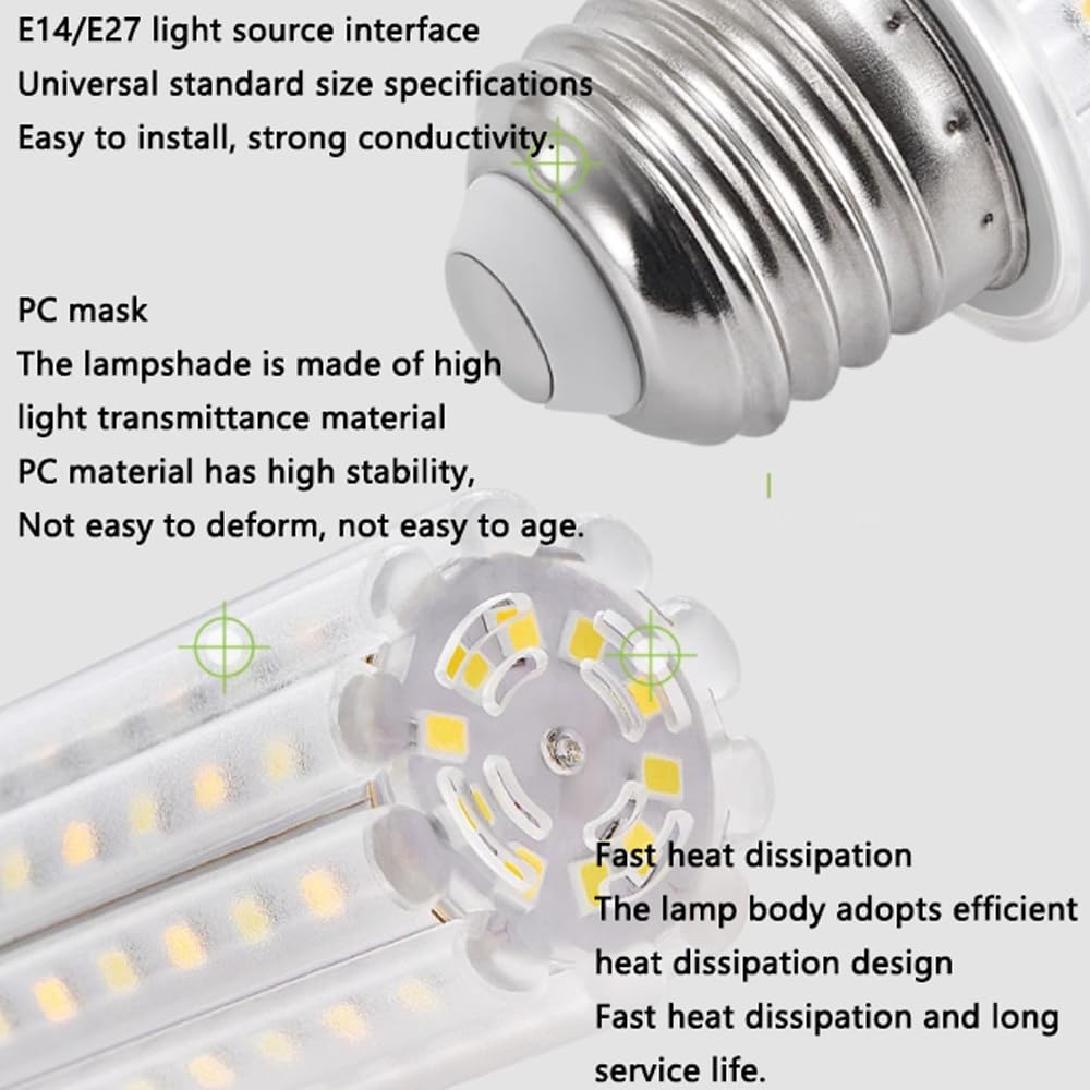 Paquete de 2/10 Bombillas Led de Maíz para el Hogar E14 de 9 W, Bombillas de Maíz de Tornillo Pequeño, Bombilla Led E14 de Ahorro de Energía, No Regulable, sin Parpadeo, Bombilla de Araña/10