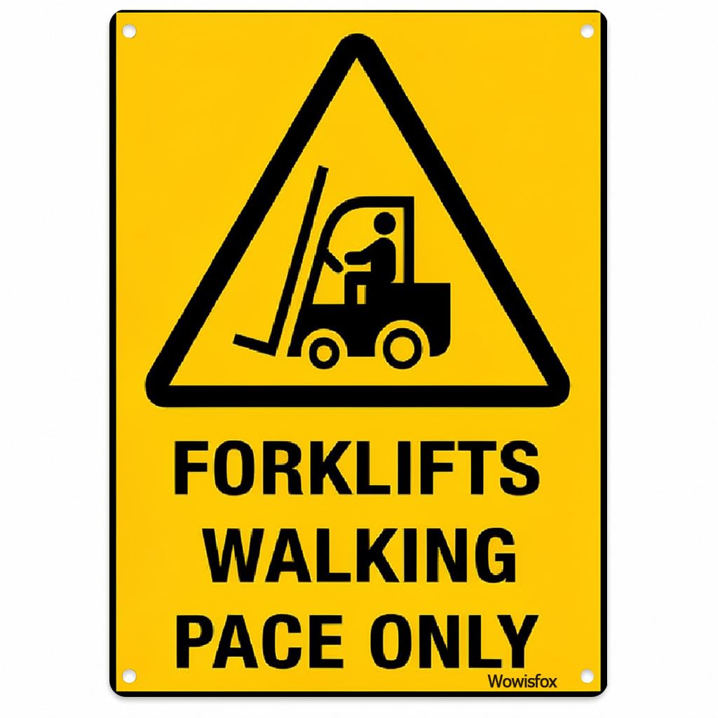 Forklifts Walking Pace Only Warning Sign, 8 x 12 Inch Aluminum