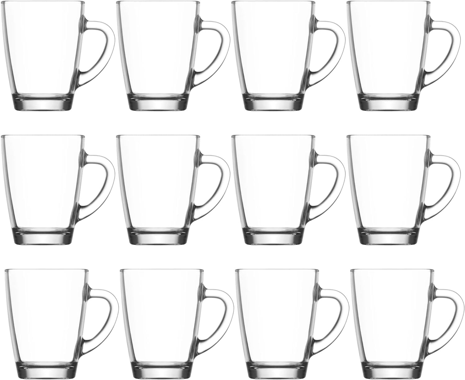 Teegläser-Set 6,12 oder 24tlg. mit Henkel 250 ml aus hochwertigem Glas Ideal für Heißgetränke, Kakao, Latte Macchiato und Cappuccino spülmaschinengeeignet (24)