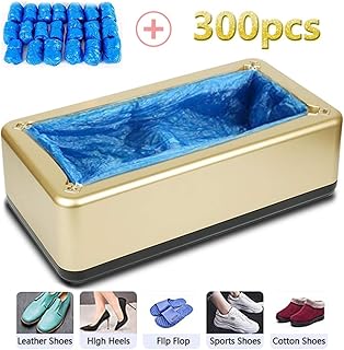 ZDiane Machine De Couverture De Chaussures Machine Automatique Portable pour Couvrir Les Chaussures avec 300 Pièces Jetables en Plastique Et Couvertures De Chaussures, Vert,d'or