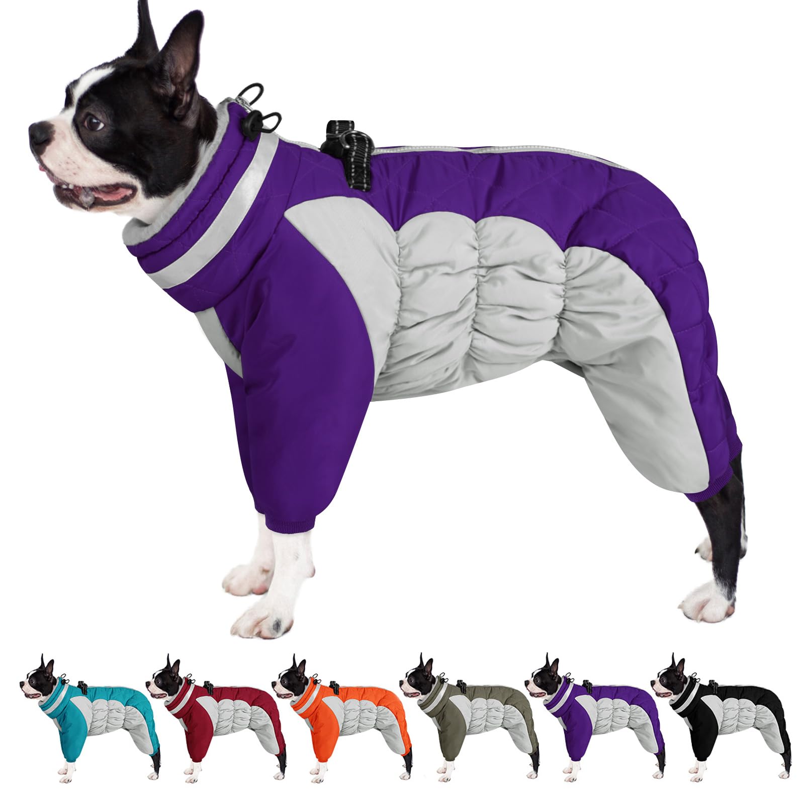 AOFITEE Small Dog Coat Warm Dog Jacket Winter, Windproof Dogs Winter Coat with Harness Built in, Reflective Turtleneck Dogs Puffer Jacket Snowsuit, Full Body Fleece Coats for Small Medium Large Pet โ image 1