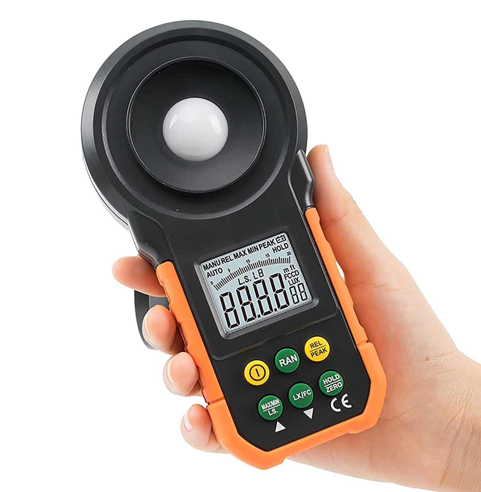 jjff Digital Illuminance Light Meter, Spectrometer, Photometer, 0～200,000 Lux Measure Range, Suitable for Homes, Agriculture, Warehouses, Plantations.