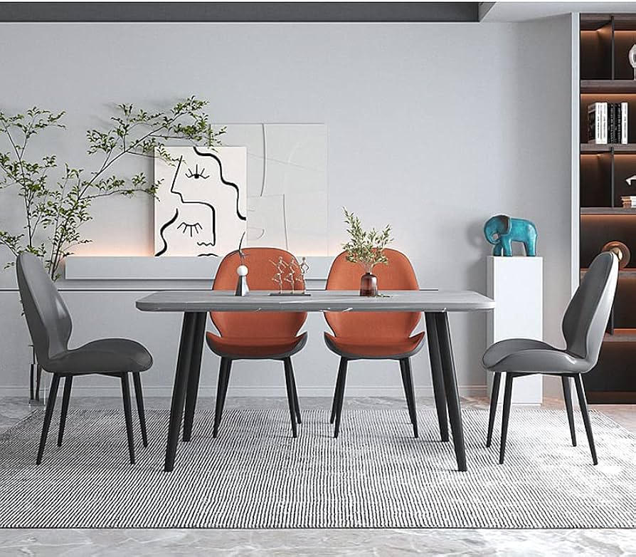 ダイニングチェア PUレザー イームズチェア モダンなダイニングチェア ソフトクッション付きのリビングダイニングルームアクセントチェア メイクアップチェア北欧 リビングチェア おしゃれイス 食卓椅子 ベッドルームミッドセンチュリークラブゲスト用 (オレンジ色)