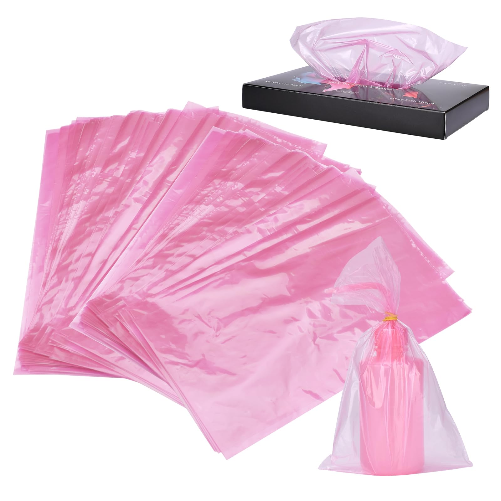 ATOMUS Pink Tattoo Bottle Bags, 250pcs, Medium, Adult, Tattoo Bottle Bag