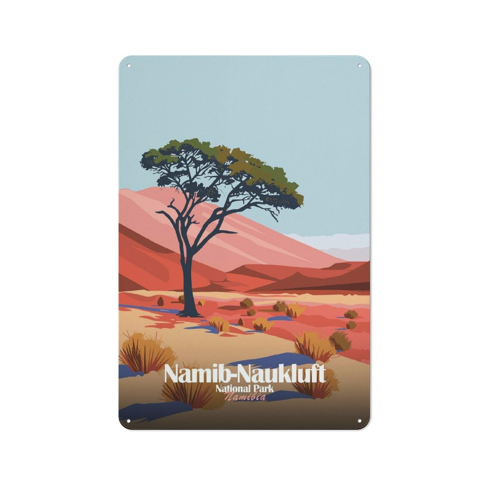 Junmoney Namib-Naukluft National Park, Namibia Vintage Tin Wall Plaque 30X20cm For Café Or Restaurant, A Decorative Christmas Gift For Café Owners And Decorators