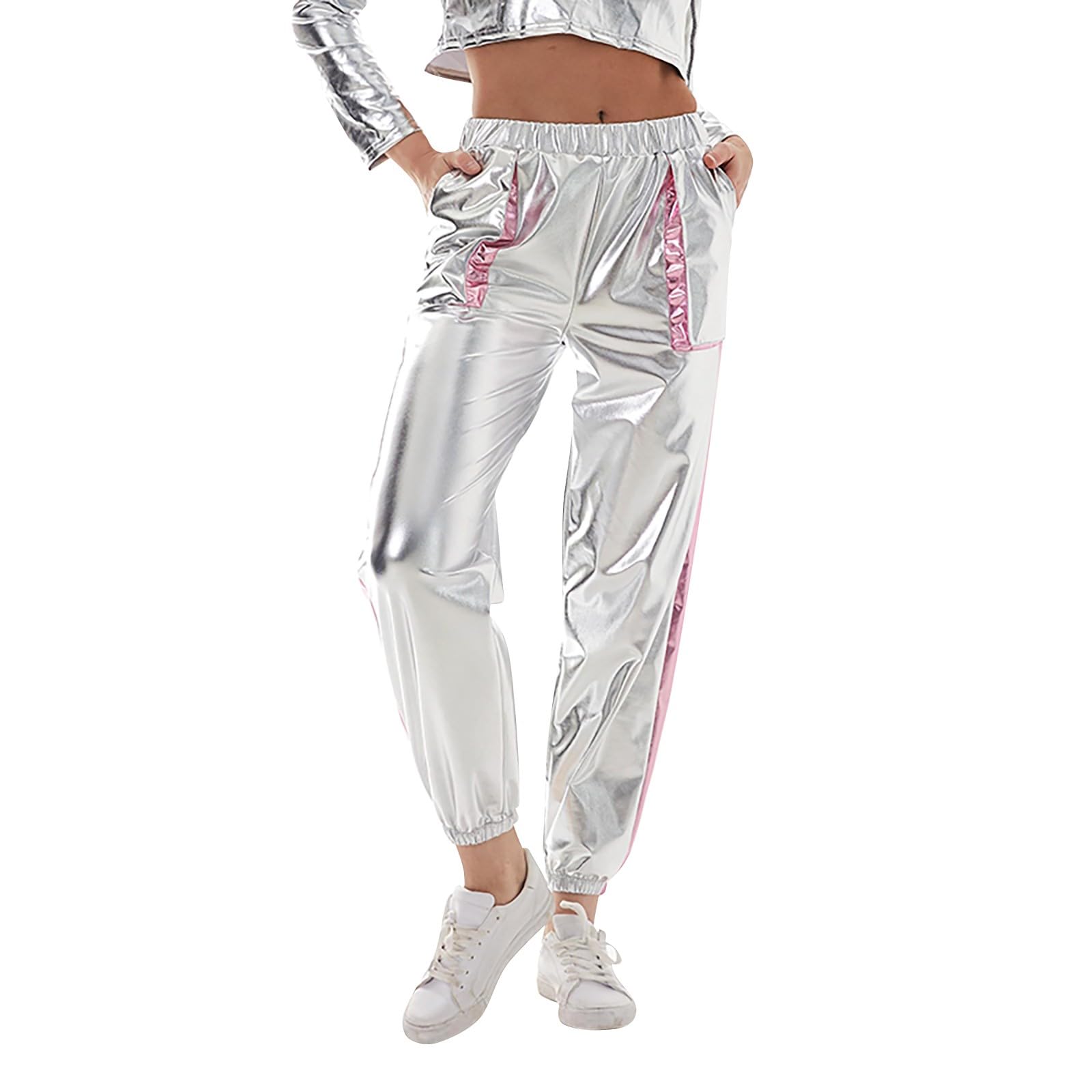 Pantalon Brillant Pour Femme - Argenté Métallisé - Pantalon à