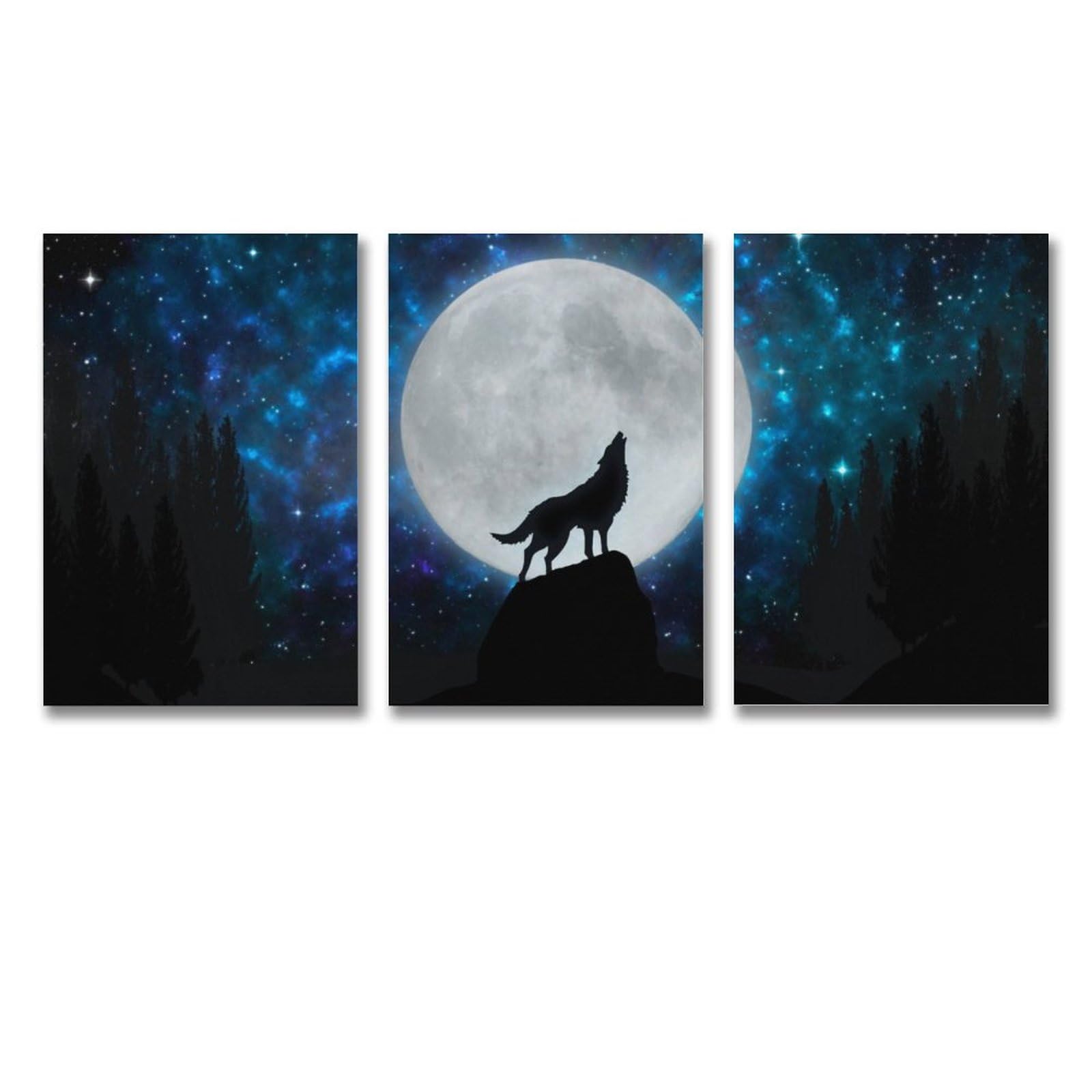 Amazon.co.jp: 絵画 満月のオオカミの遠吠えインテリア 絵画