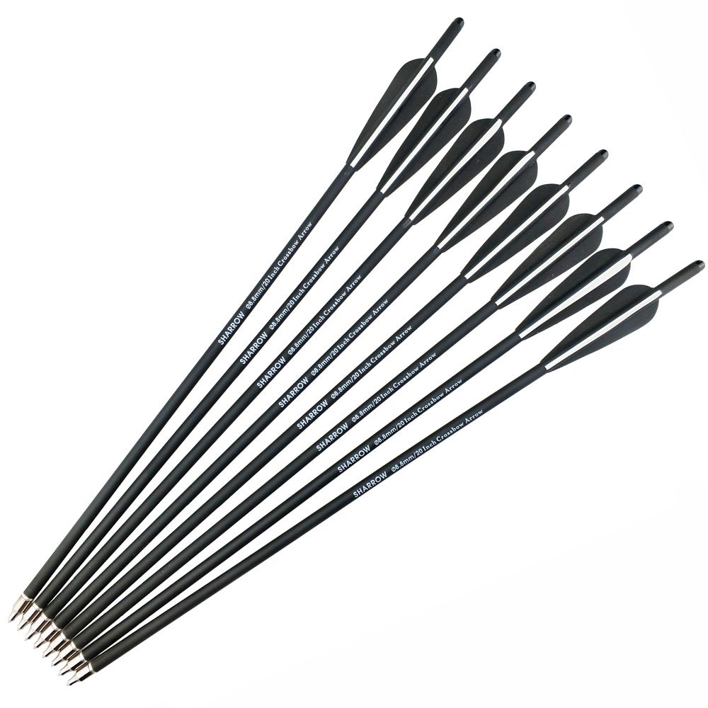 SHARROW 12pcs Flèches d'arbalète en Carbone 20 Pouces 22 Pouces 18 Pouces Flèches de Carbone Boulons d'arbalète avec Pointe de Flèche de Lame