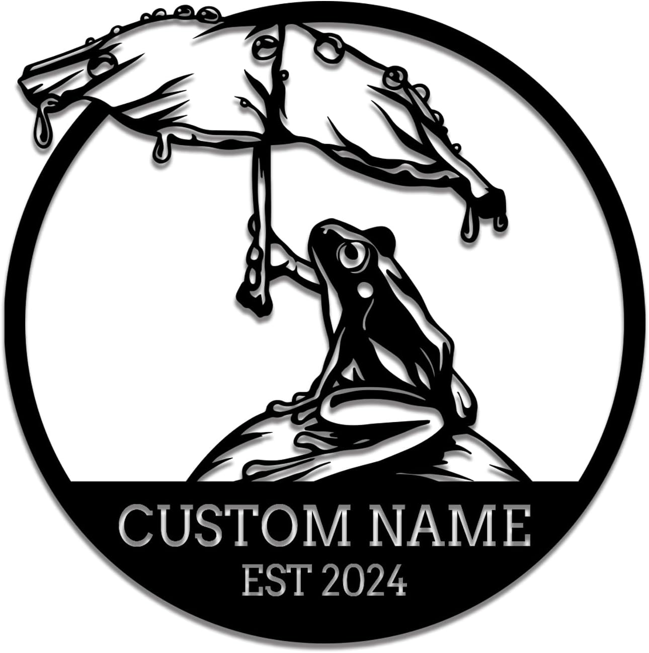 Personalized Custom Frog Metal Wall Decoration, Personalized Frog Decor, Personalized Frog Metal Sign, Custom Frog Metal Wall Art, Frog House Sign, Garden Frog Name Decor Sign, Pond Frog Yard Decor (Frog C)