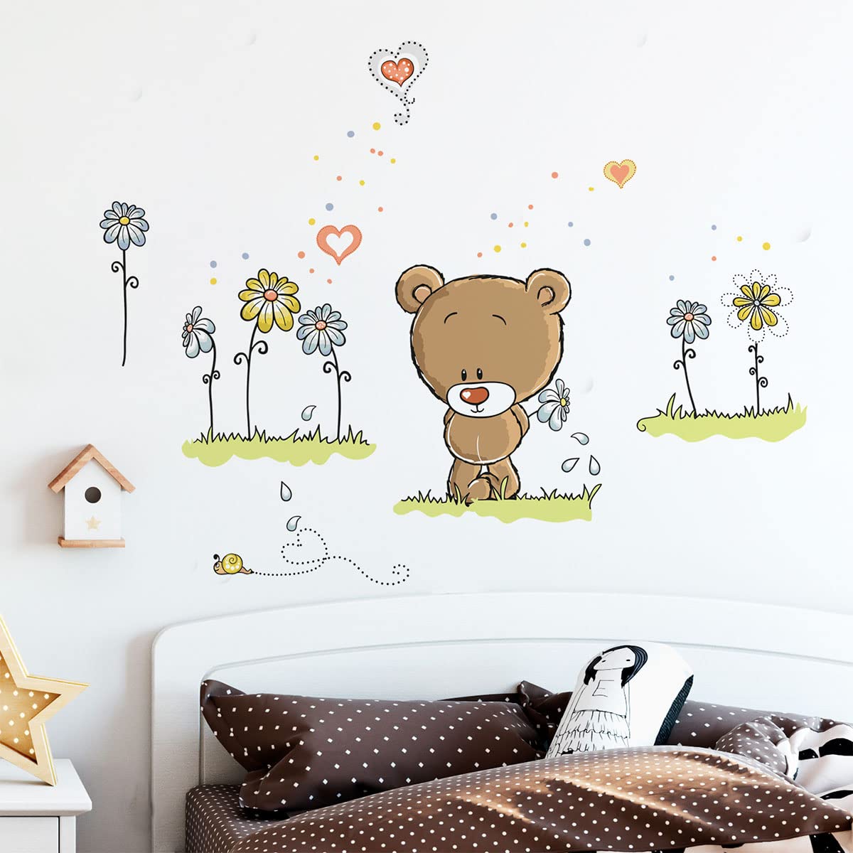 Children's Wall Stickers - Baby Room Decoration - Cute Bear in The Hill Wall Sticker - H90 x L60 cm, Model 4, 60x90cm - Image 3