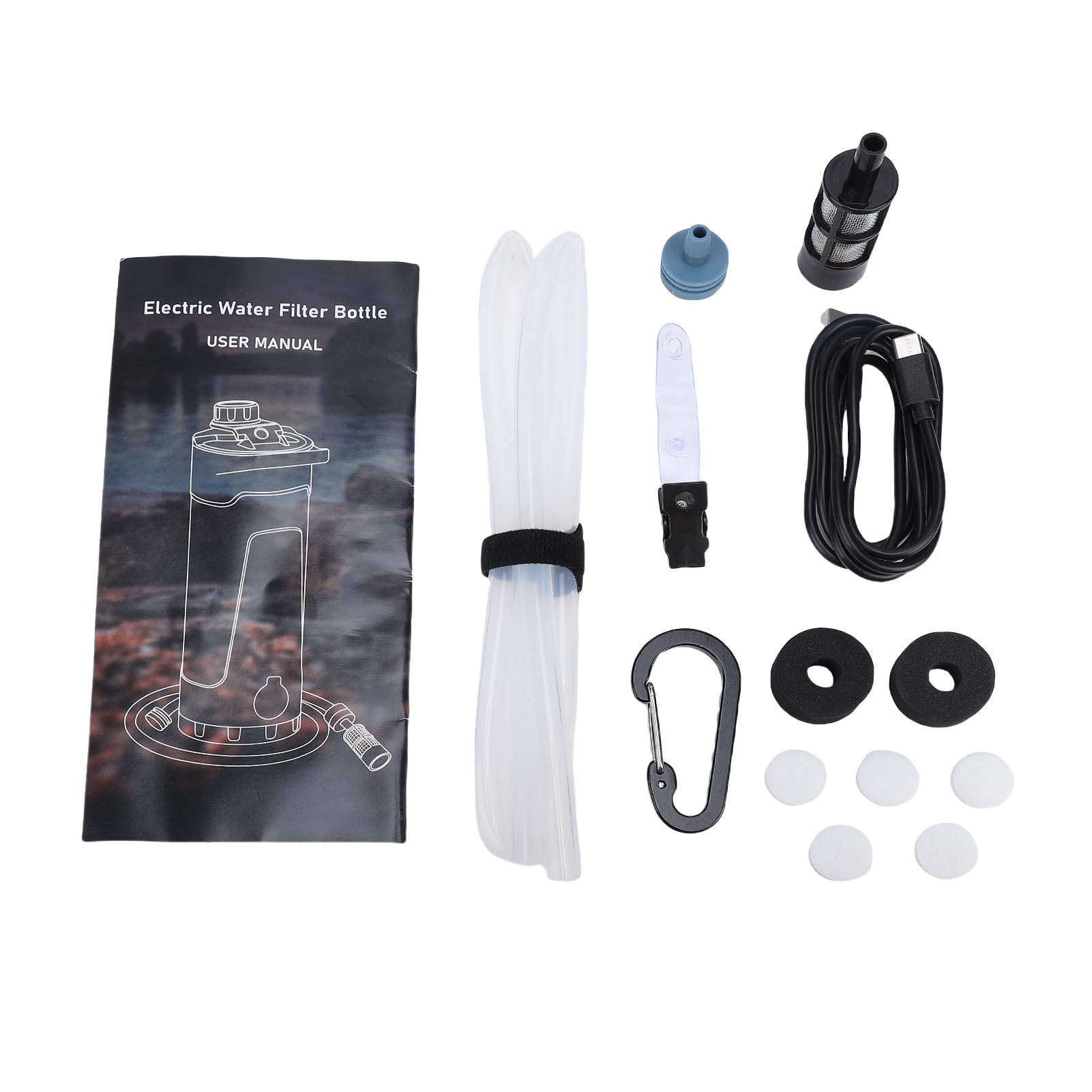 Matybobe Bottiglia D'acqua con Filtro Portatile, Purificatore Elettrico per attività All'aperto, con Batteria da 2600 MAh, capacità 650 Ml, Tempo di Filtraggio 25 Secondi, Luce di