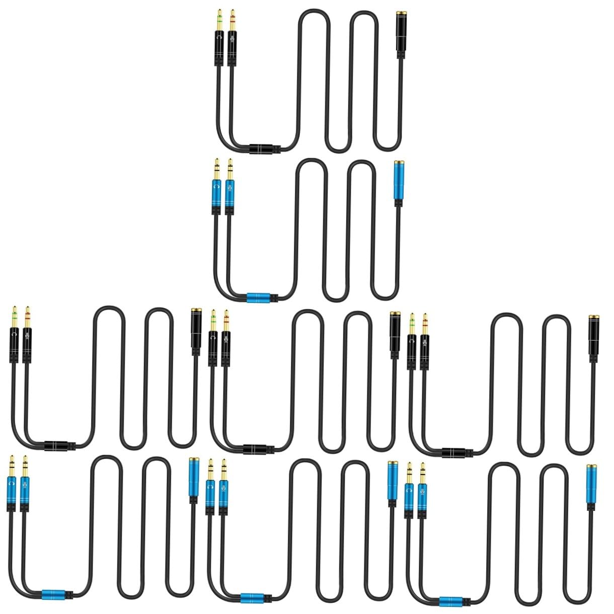 Hemobllo 8pezzi Cavo Audio y Splitter Per Microfono e Cuffie Adattatore Doppio Jack Per Computer e Accessorio Pratico Per Giochi Film e Voce