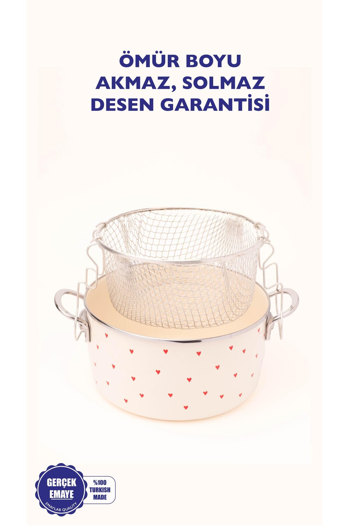 Cupid Emaye Kızartma Tenceresi/Fritöz (Özel Kapaklı)