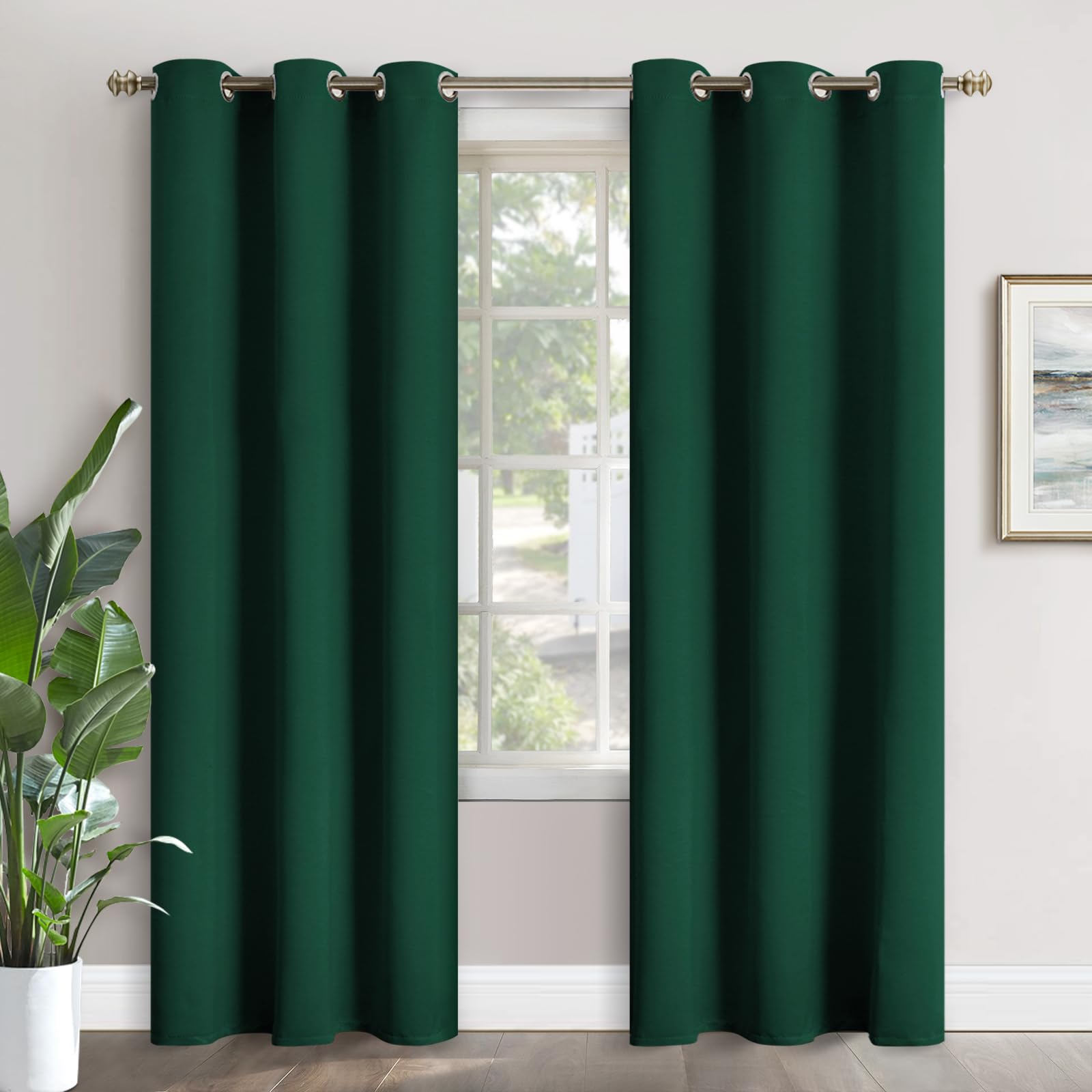 YoungsTex Emerald Green Blackout Curtains for Bedroom 84 Inch Length - Thermal Insulated with Grommet Room Darkening Window Drapes for Living Room