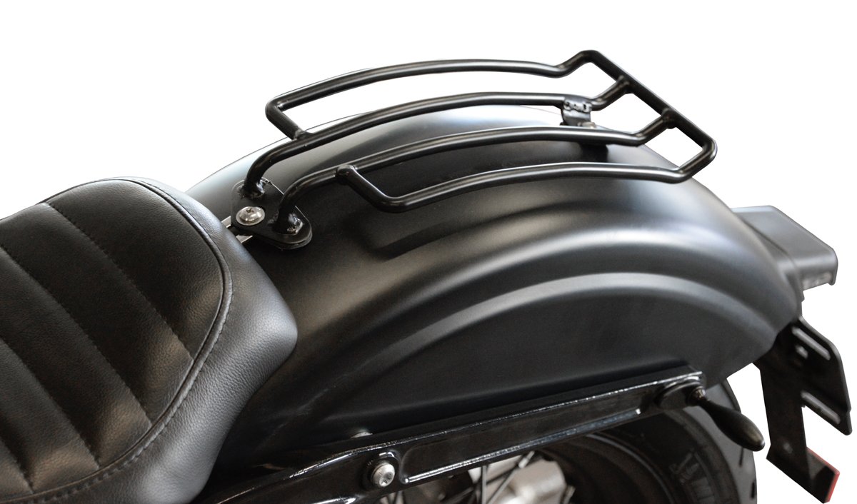 Gepäckträger schwarz kompatibel mit HD Dyna Street Bob (2006-2017) und Wide Glide (2010-2017) Harley Davidson Buffalo Bag.