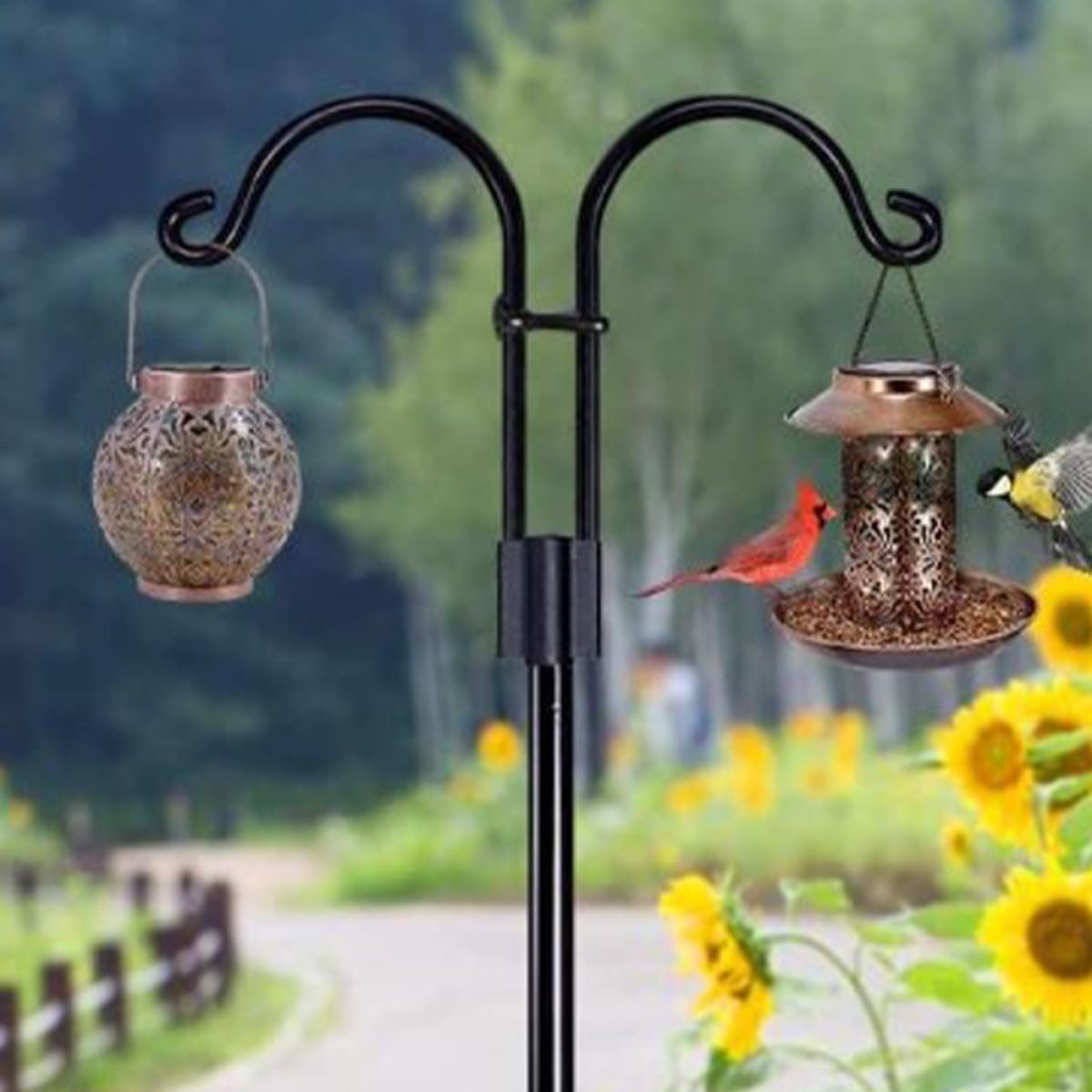 Metalowy Hak Ogrodowy Do Zawieszania Roślin i Lamp Solarnych Podwójny Hak Wielofunkcyjny Do Dekoracji Ogrodu Kwietników i Akcesoriów Ogrodowych Zewnątrz