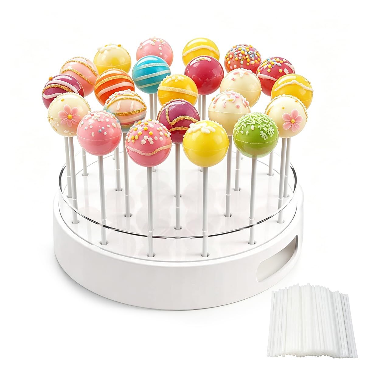 22-dziurkowy stojak na Cake Pop, akrylowy uchwyt na lizaki z ciasta z 100 patyczkami, 21 cm przezroczysty stojak na Cake Pop na wesele, imprezę, dekorację, sprzedaż wypieków