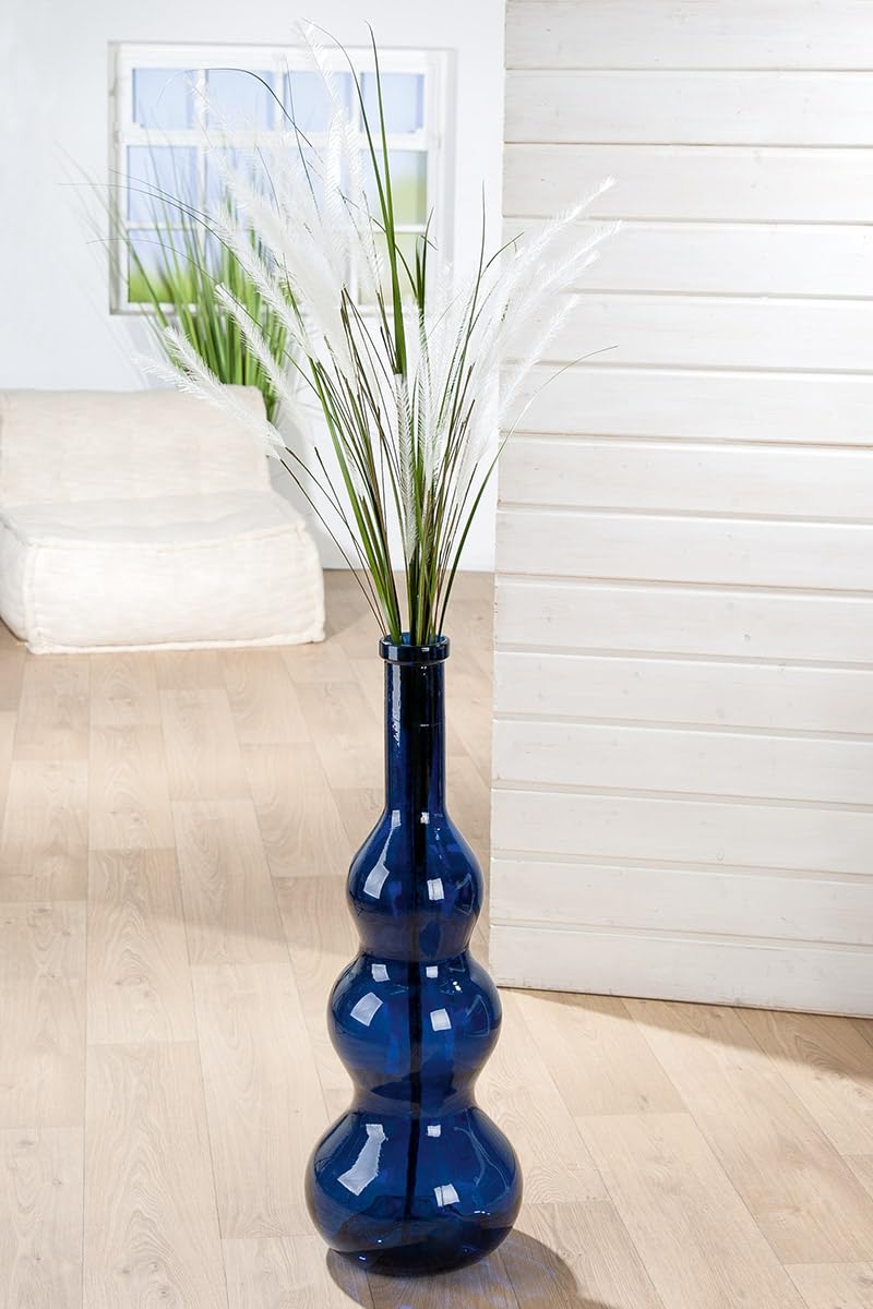 GILDE Balleros Vase Glass Dark Blue Bulbous 75 cm High Diameter 26.5 cm Decoration Home Accessory Gift Idea Home Decoration