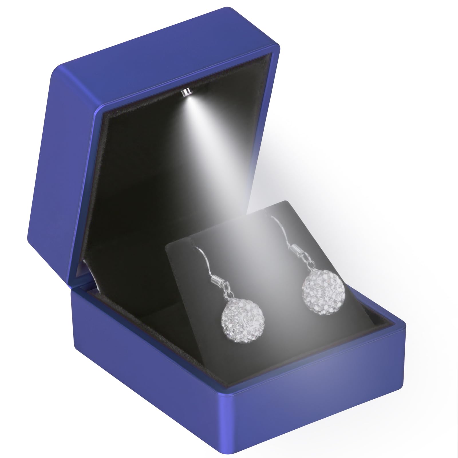 LED Stud Earring Jewelry Gift Box for Proposal, Wedding, Engagement，Birthday Luxury Jewelry Gift Box with LED Light, Jewellry Display Box (Blue)