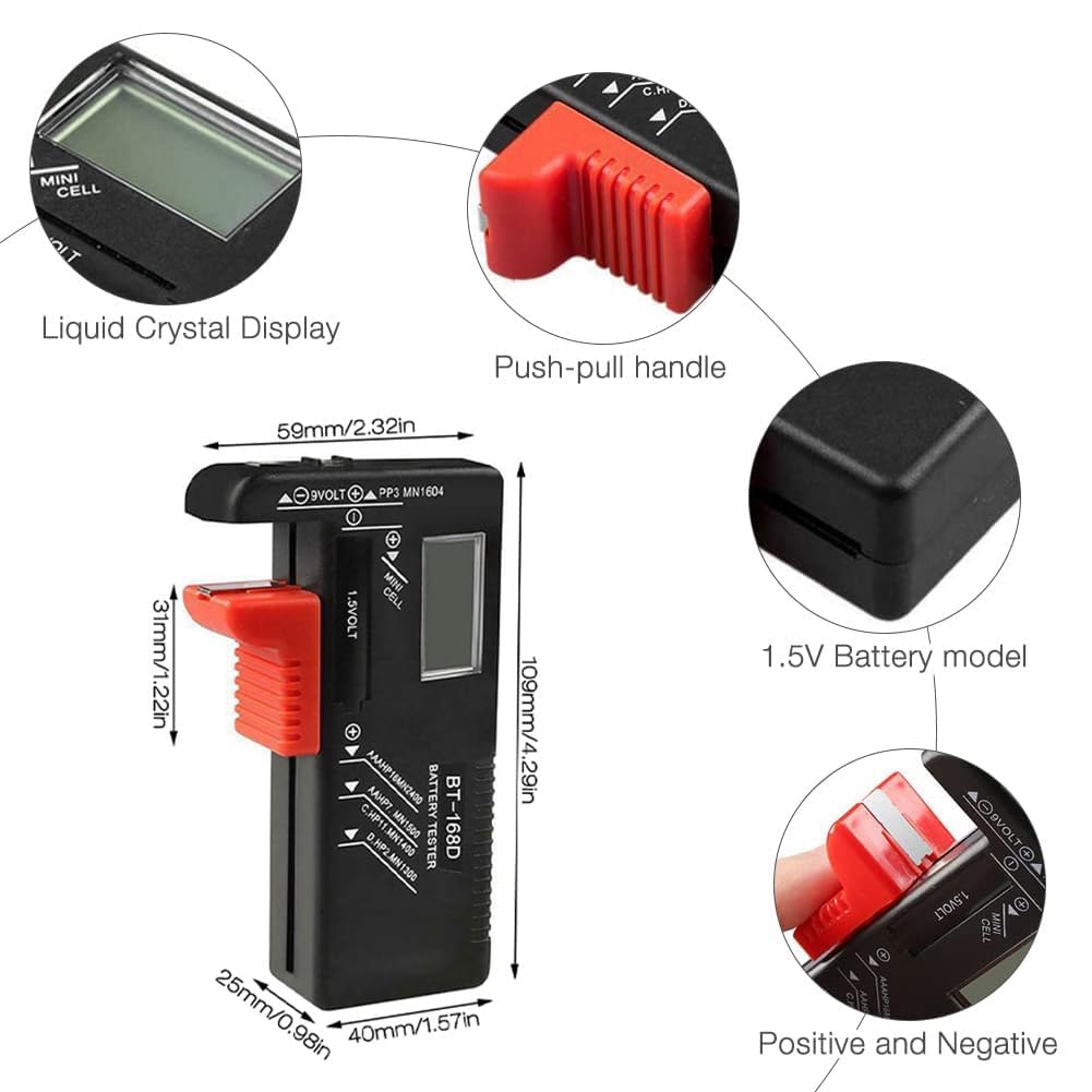 Testeur de Piles Universel BT-168D Numérique pour AA AAA C 9V Bouton