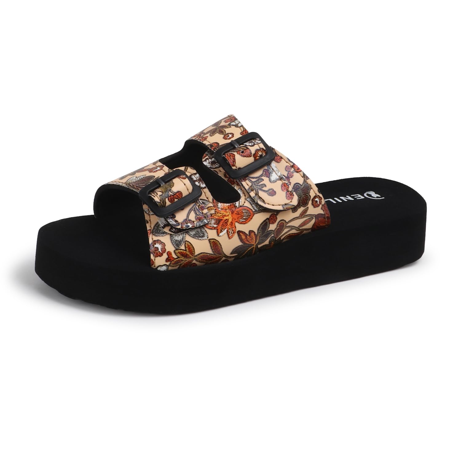 Women's Buckled Floral Flat Sandal-image-15