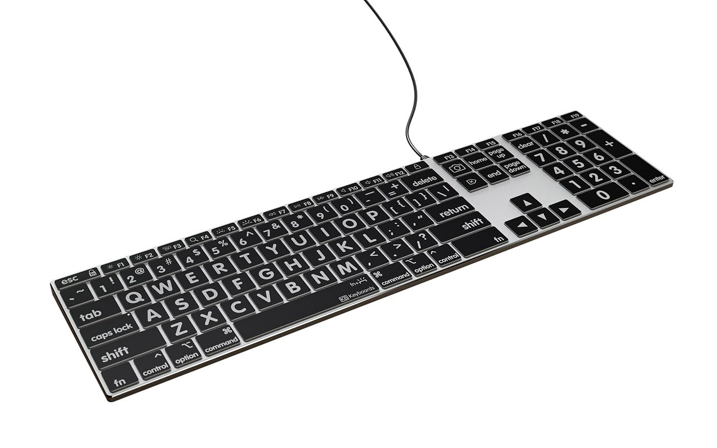 KB Covers Large Print Backlit Pro Aluminum Keyboard - macOS - US | High-Contrast Key Labels | Typing Visibility | Low-Light Workspaces Accessory